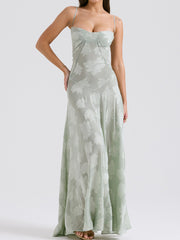 Onbely elegant long evening dress with thin jacquard straps for a wedding ceremony for women