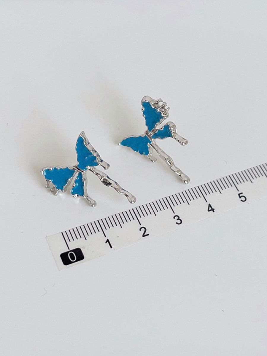 Bleu papillon des boucles d'oreilles mode - onbely