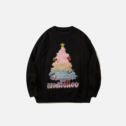 Pull de Noël tricoté à motif de sapin