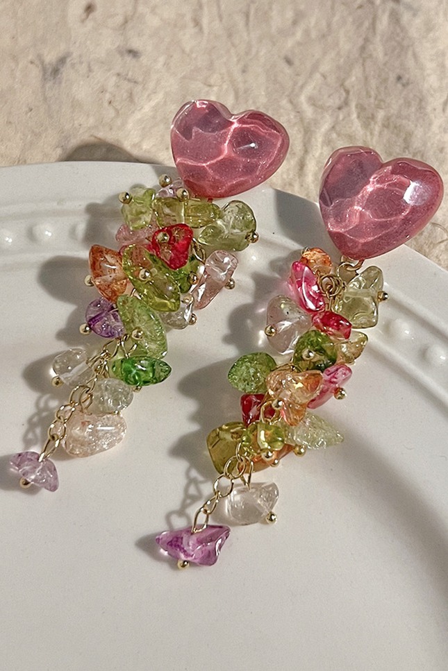 Multicolore cristal de verre frange boucles d'oreilles été - onbely