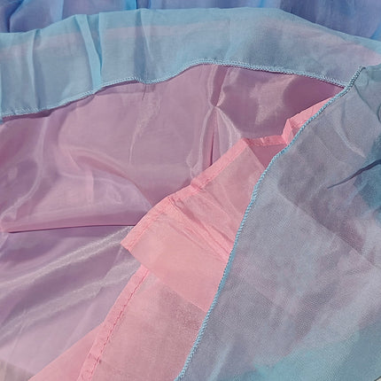 Onbely robe de soirée longue dégradé bleu et rose élégante à fines brides pour baptême