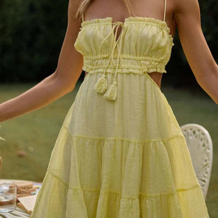 Onbely Robe courte strappy à volantée dos nu mode vacances