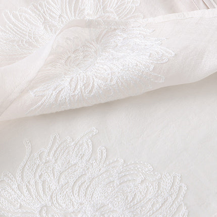 Onbely blouse 2-In-1 bouton chinois à nœud brodée