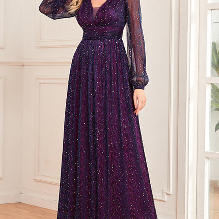 Onbely Robe de soirée maxi longue élégante avec paillettes brillantes pour un mariage femme cérémonie
