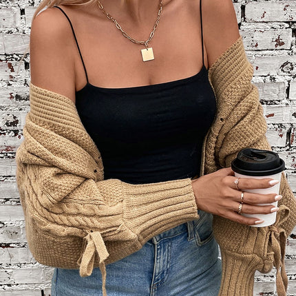 Onbely cardigans pull unicolore tissu tricoté manches longues feme décontractée mode tous les jours bureau