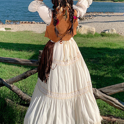 Onbely robe de soirée maxi longue strappy frange vintage bohème boho dress