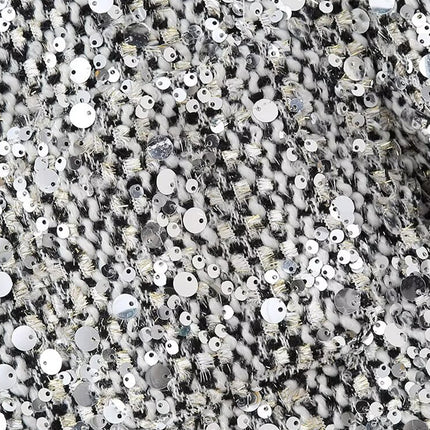 Onbely veste en tweed brillante paillette col rond femme Argent