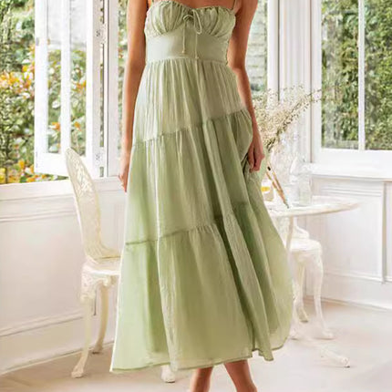 Onbely mi-longue robe à fines brides strappy vacances boho dress