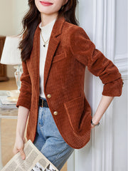 Onbely women's corduroy blazer with buttoned pockets in a tailored style