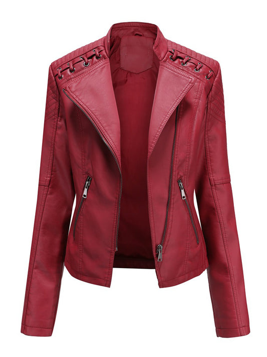 Onbely Perfecto femme en cuir PU avec poches et fermeture éclair