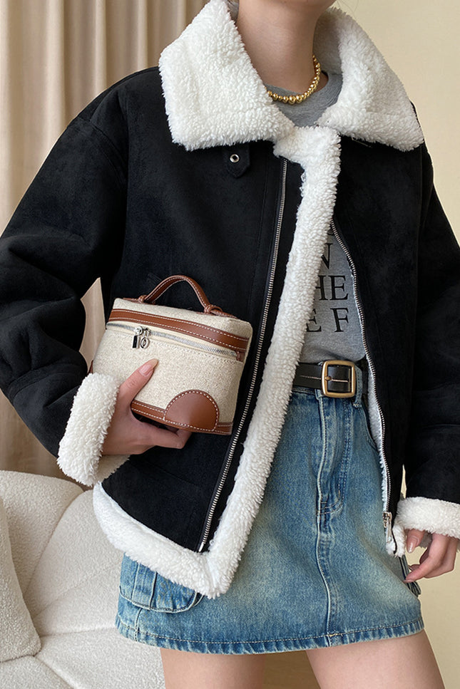 Onbely manteau aviateur suedine avec poches femme nior