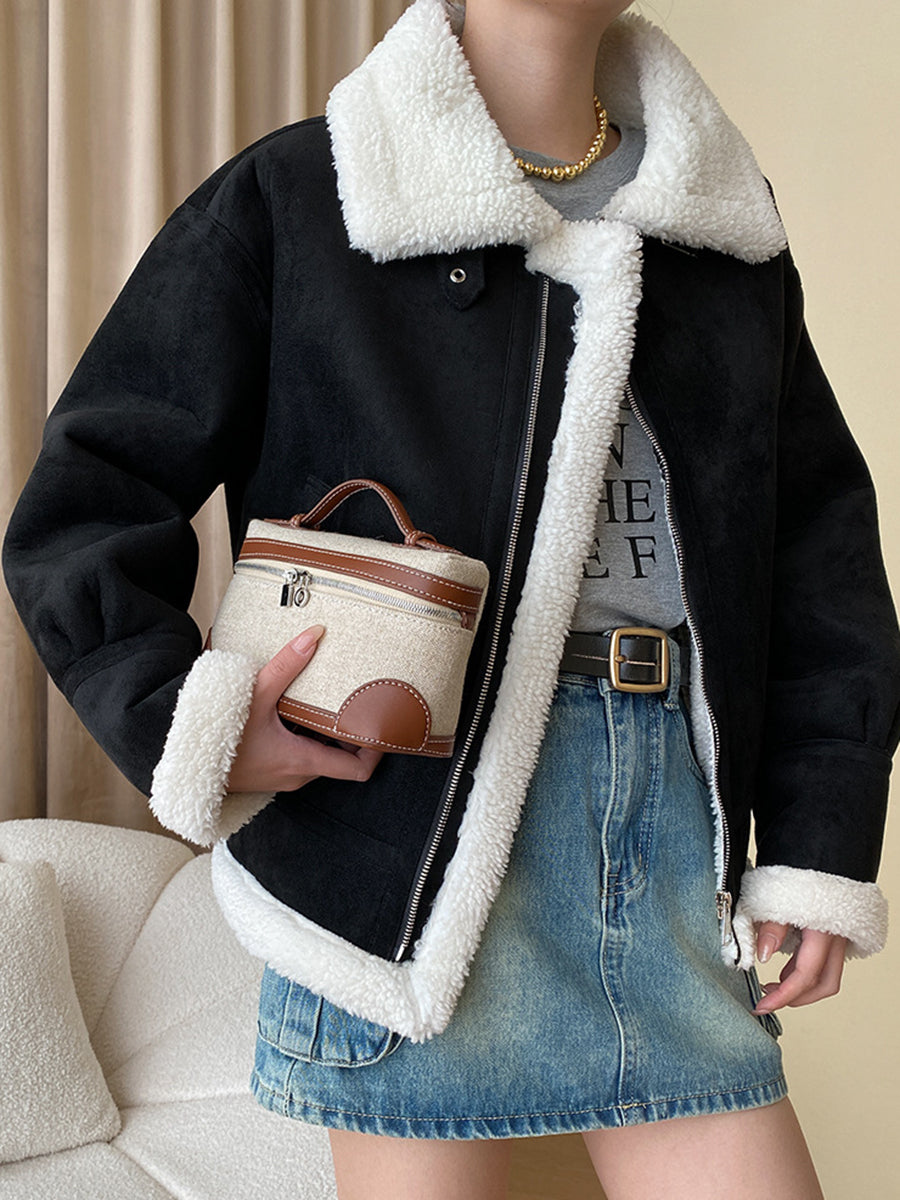 Onbely manteau aviateur suedine avec poches femme nior