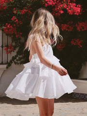 Onbely robe courte unicolore coton dos nu à fines brides mode décontractée tous les jours vacances