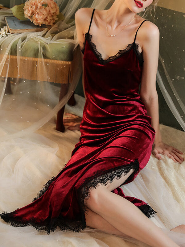 Onbely chemise de nuit velours à fines brides - onbely