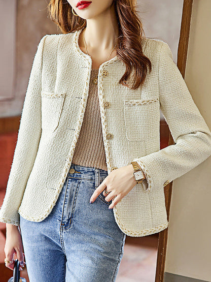 Onbely blazer court en tweed boutonnage avec poches femme élégant - onbely