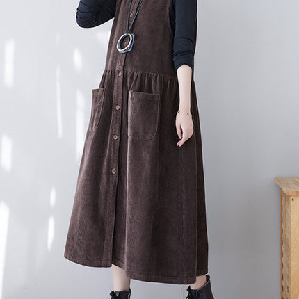 Onbely salopette jupe bretelle velours cotelé avec poches femme vintage