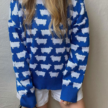 Onbely pull tissu tricoté col rond manches longues mode décontracté tous les jours bureau