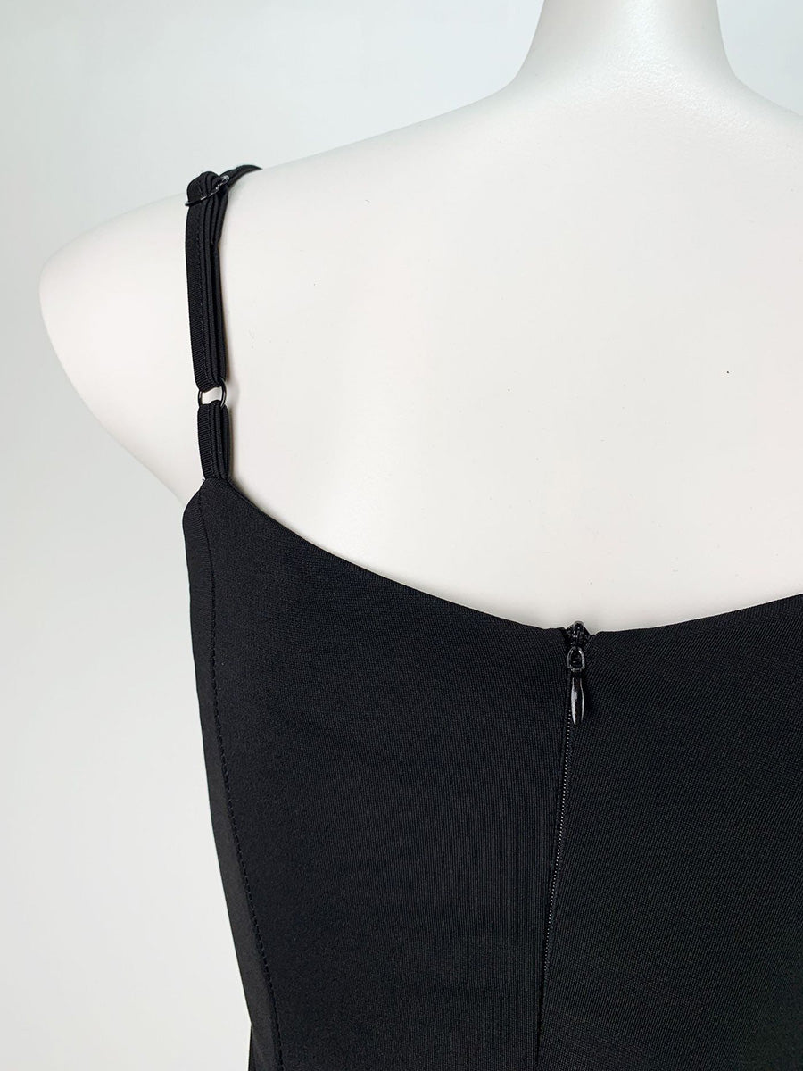Onbely robe courte trapèze noire à fines brides pour fête et cocktail