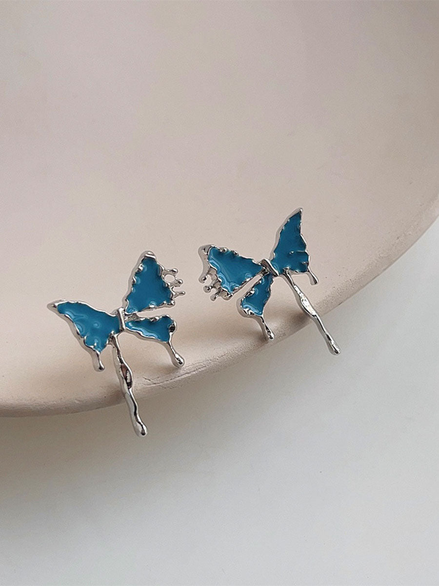 Bleu papillon des boucles d'oreilles mode - onbely