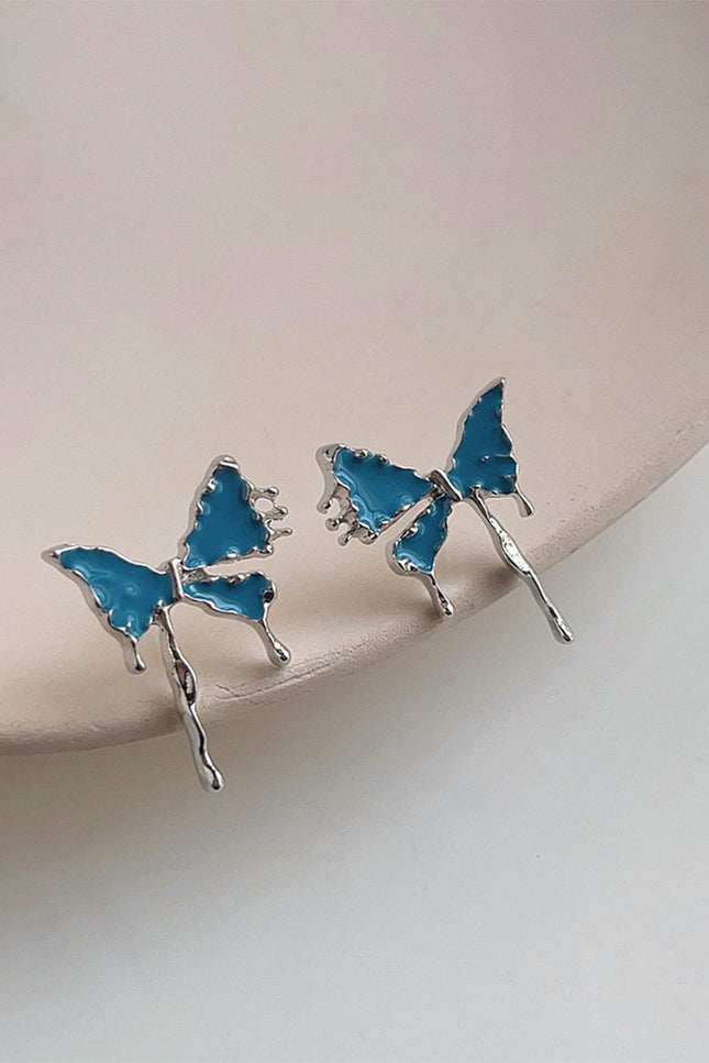 Bleu papillon des boucles d'oreilles mode - onbely
