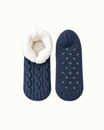 Cozy Cable Knit Fleece-Lined Slipper Socks
