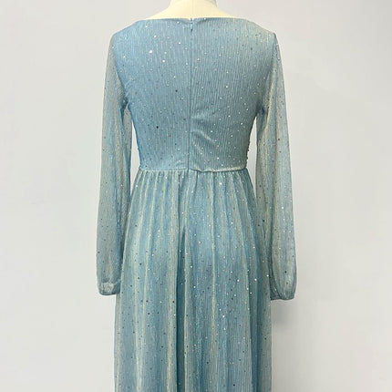 Onbely Robe de soirée maxi longue élégante avec paillettes brillantes pour un mariage femme cérémonie