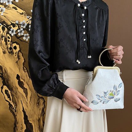 Onbely chemise chinoise pearl élégant