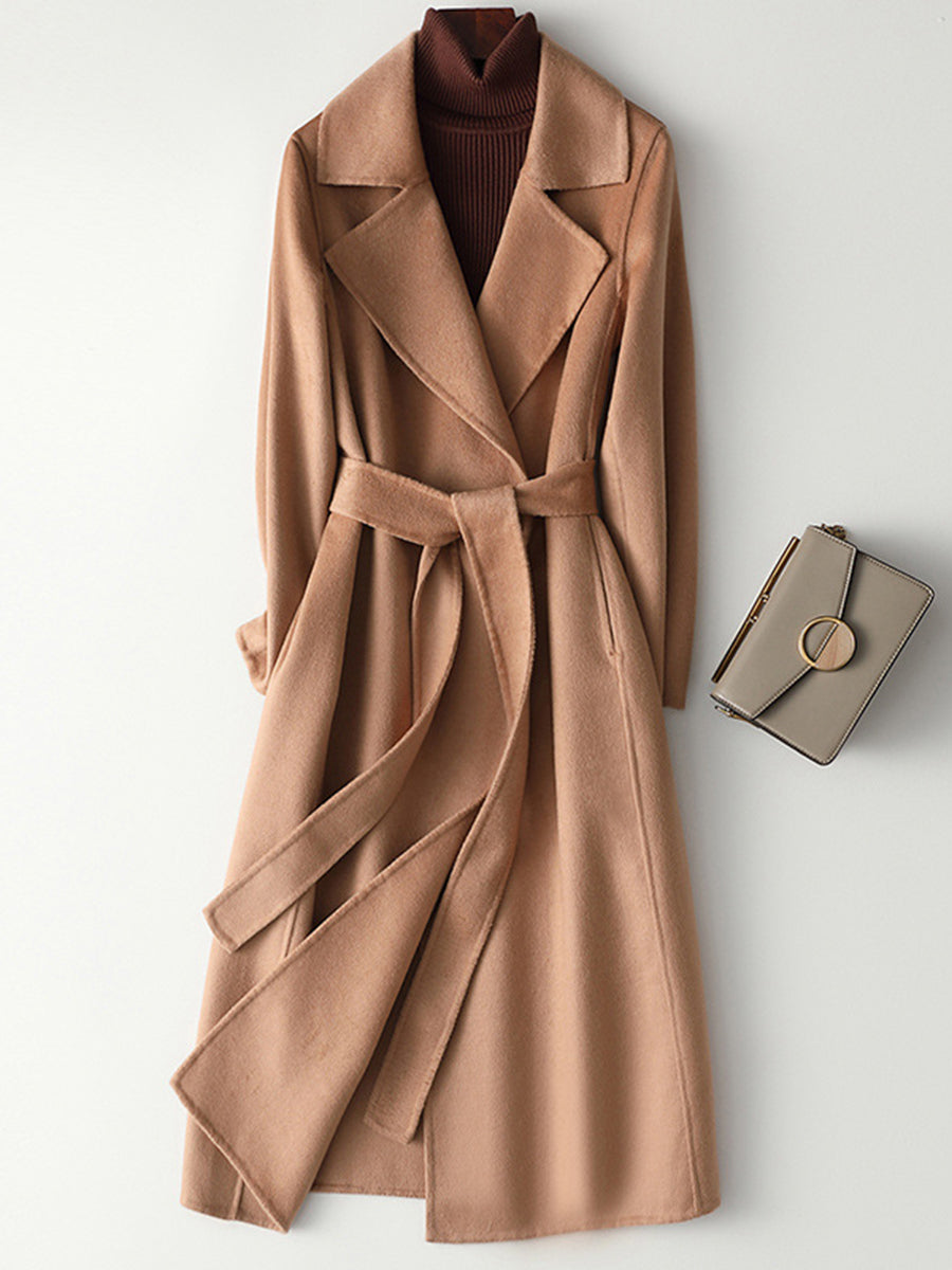 Onbely Manteau Long en Laine Femme Oversized avec Ceinture et Poches