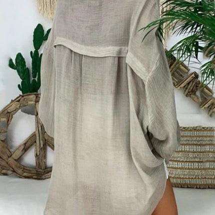 Onbely mi-longue blouse robe oversized boutonnage manches longues femme bohème chemisier boho dress