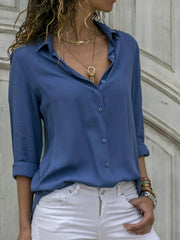 Onbely chemisier boutonnage manches longues décontracté femme blouse