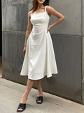 Onbely mi-longue robe blanche élégant trapèze