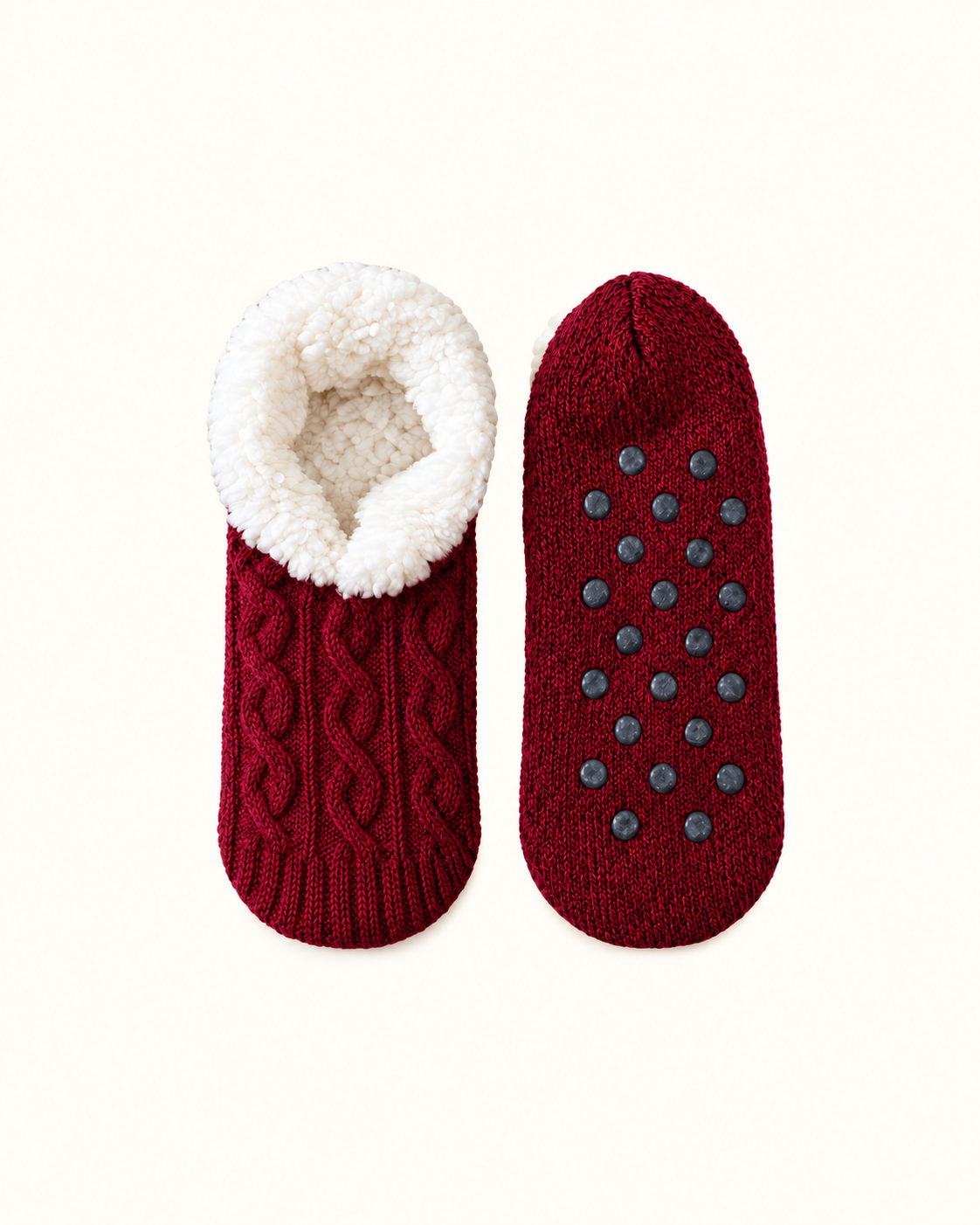 Cozy Cable Knit Fleece-Lined Slipper Socks