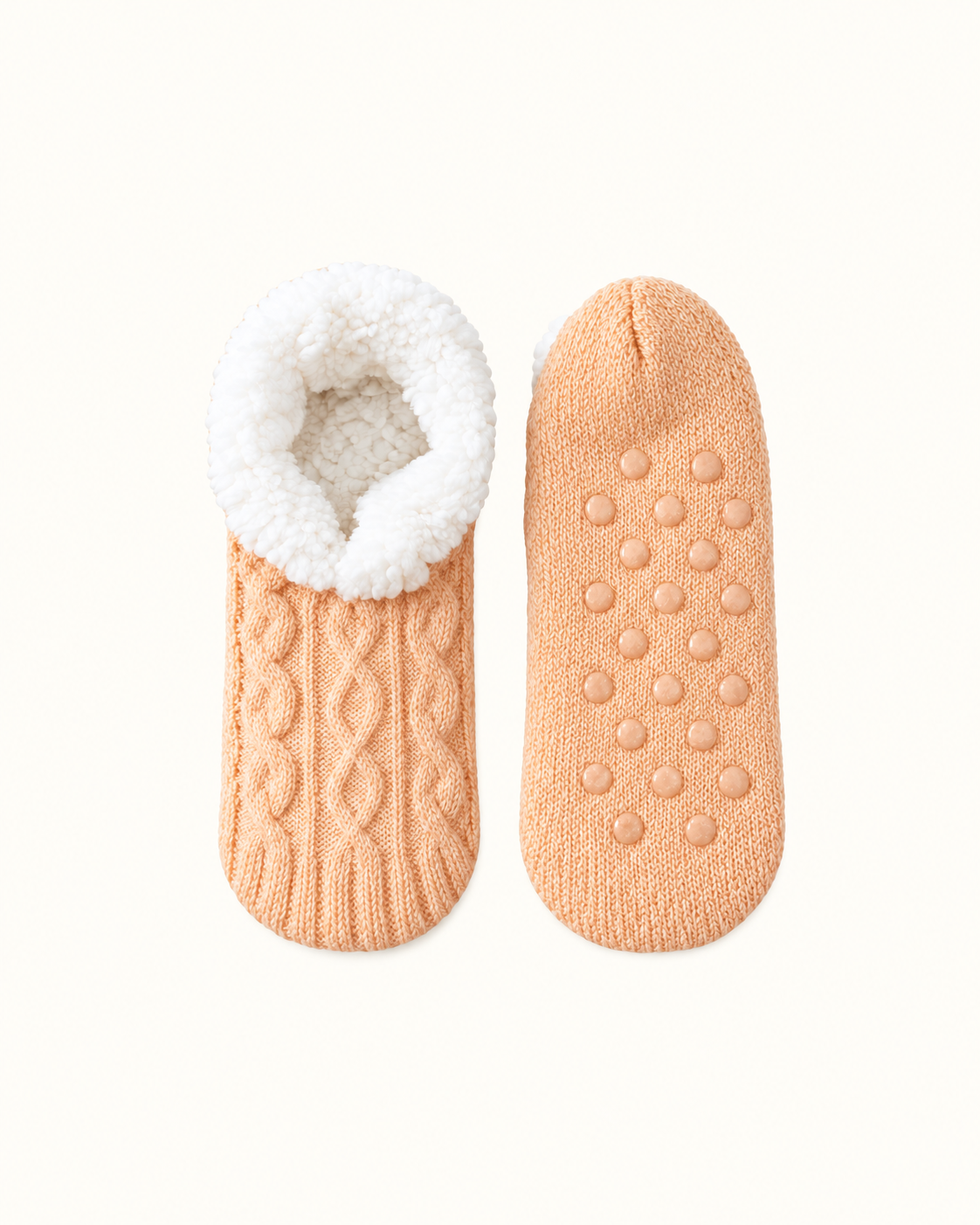 Cozy Cable Knit Fleece-Lined Slipper Socks