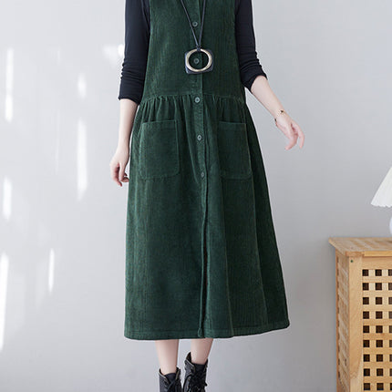 Onbely salopette jupe bretelle velours cotelé avec poches femme vintage