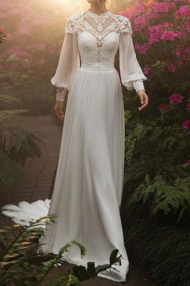 Onbely robe maxi longue de mariée princesse manches longues vintage