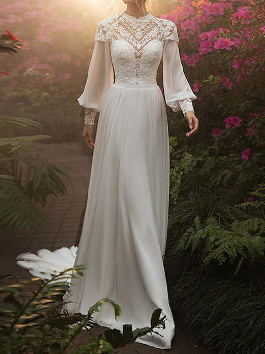 Onbely robe maxi longue de mariée princesse manches longues vintage