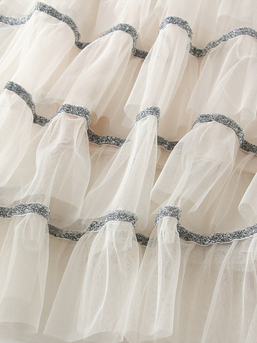 Onbely jupe à volants superposés longue tulle brillante paillette femme