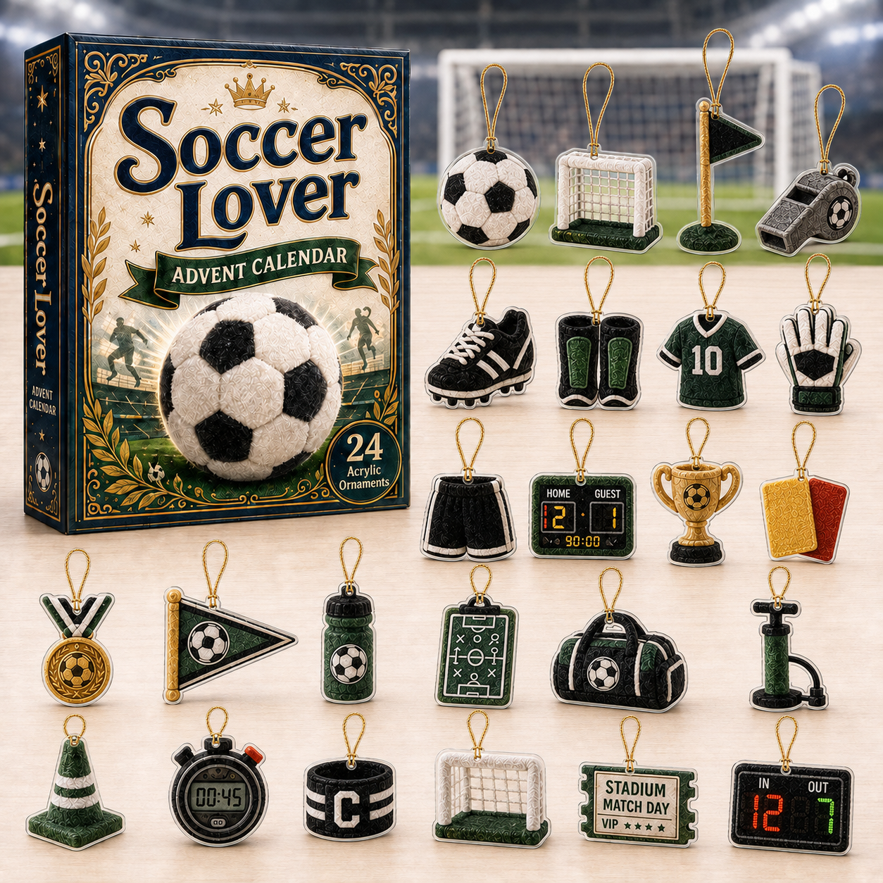 Soccer Lover Advent Calendar 2026 - 24-Day Festive Countdown, Acrylic Charms Blind Box - Gift For Sports Lovers