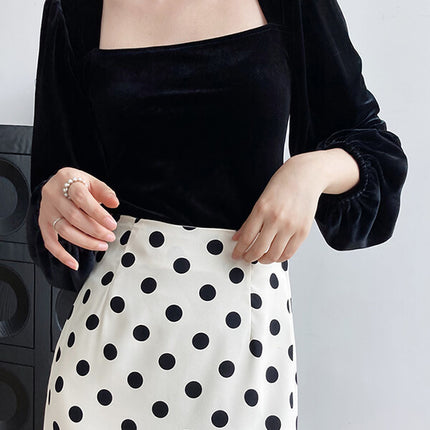 Onbely hauts noir velours col carré pour femme - onbely