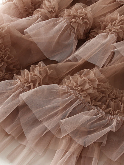 Onbely jupe à volants superposés longue tulle femme