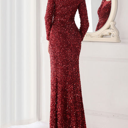 Onbely robe de soirée maxi fendue sur le côté en paillettes brillantes pour un mariage femme cérémonie