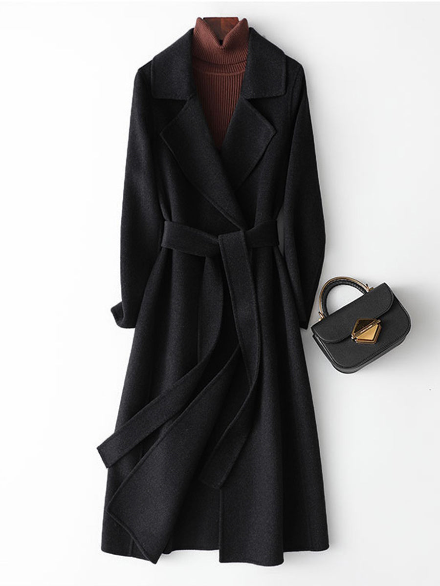Onbely Manteau Long en Laine Femme Oversized avec Ceinture et Poches