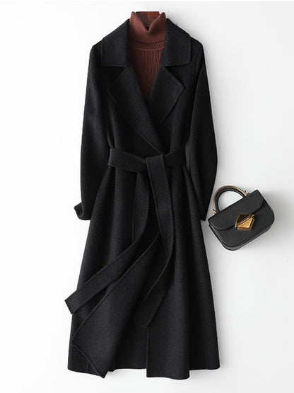 Onbely Manteau Long en Laine Femme Oversized avec Ceinture et Poches