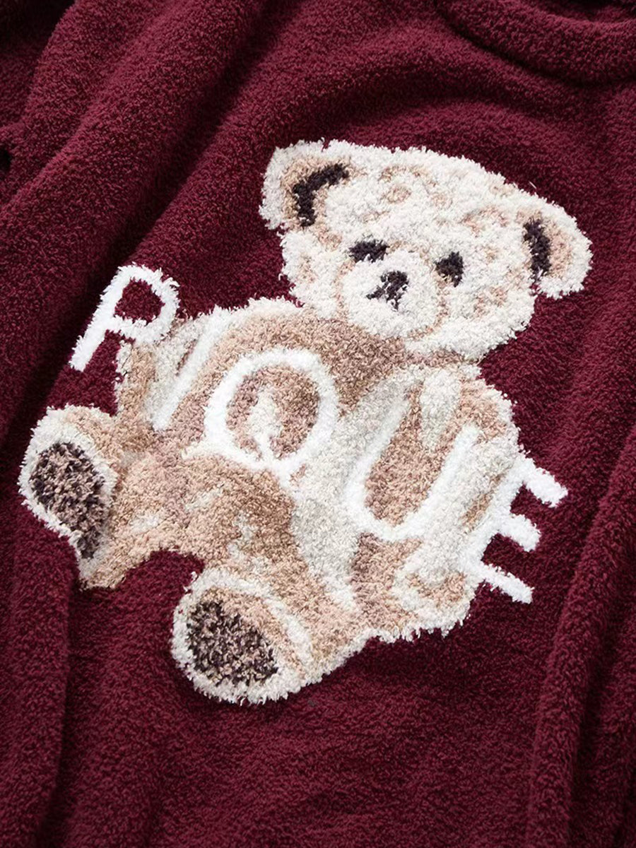 Onbely ensemble de pyjama polaire nounours ours carreaux femme noël