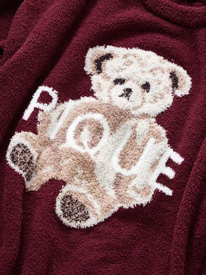 Onbely ensemble de pyjama polaire nounours ours carreaux femme noël