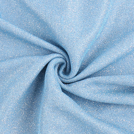 Onbely Robe de soirée longue et moulante brillante paillette à fines brides bleue