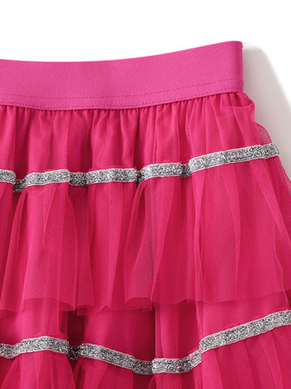 Onbely jupe à volants superposés longue tulle brillante paillette femme