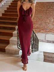 Onbely robe de soirée longue moulante rayé dos nu à fines brides col en V cintrée mode style de rue tous les jours