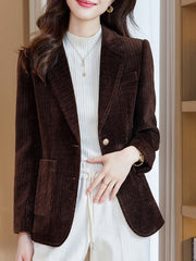 Onbely women's corduroy blazer with buttoned pockets in a tailored style