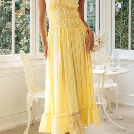 Onbely robe de soirée longue à fines brides avec liseré contrastant pour bal de promo et vacances